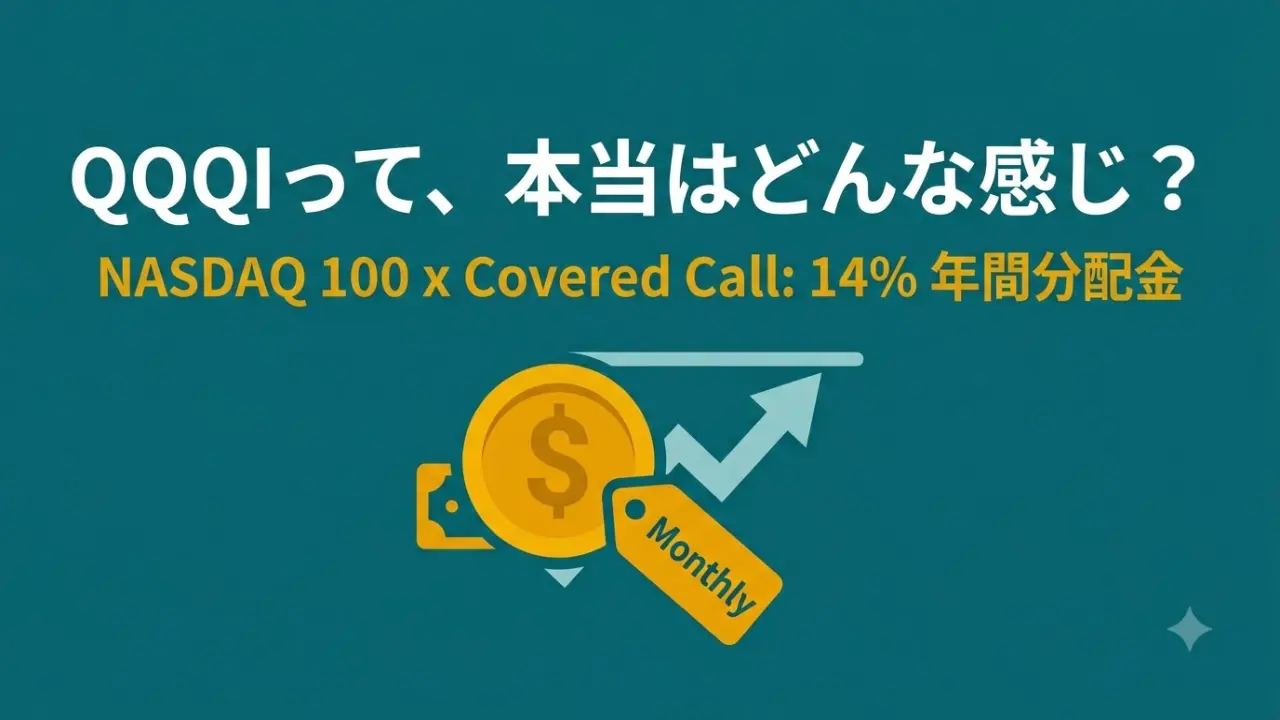 QQQI NEOSナスダック100ハイインカムETFのイメージ。ナスダック100とカバードコールで年約14%の毎月分配